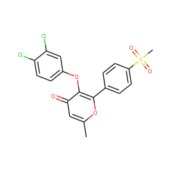 Cc1cc(=O)c(Oc2ccc(Cl)c(Cl)c2)c(-c2ccc(S(C)(=O)=O)cc2)o1 ZINC000013581211