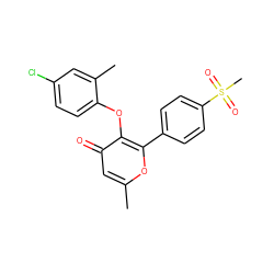 Cc1cc(=O)c(Oc2ccc(Cl)cc2C)c(-c2ccc(S(C)(=O)=O)cc2)o1 ZINC000013581219