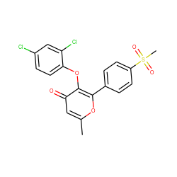 Cc1cc(=O)c(Oc2ccc(Cl)cc2Cl)c(-c2ccc(S(C)(=O)=O)cc2)o1 ZINC000028369969