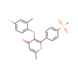 Cc1cc(=O)c(Oc2ccc(F)cc2C)c(-c2ccc(S(C)(=O)=O)cc2)o1 ZINC000000592871