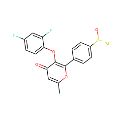 Cc1cc(=O)c(Oc2ccc(F)cc2F)c(-c2ccc([S@@+](C)[O-])cc2)o1 ZINC000003986166