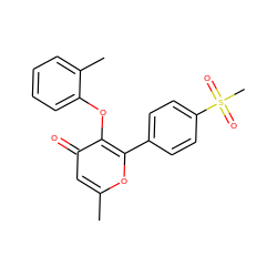 Cc1cc(=O)c(Oc2ccccc2C)c(-c2ccc(S(C)(=O)=O)cc2)o1 ZINC000000592873