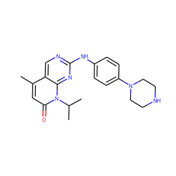 Cc1cc(=O)n(C(C)C)c2nc(Nc3ccc(N4CCNCC4)cc3)ncc12 ZINC000013641502