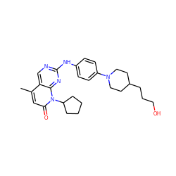 Cc1cc(=O)n(C2CCCC2)c2nc(Nc3ccc(N4CCC(CCCO)CC4)cc3)ncc12 ZINC000013641490