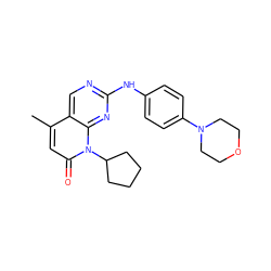 Cc1cc(=O)n(C2CCCC2)c2nc(Nc3ccc(N4CCOCC4)cc3)ncc12 ZINC000013641484