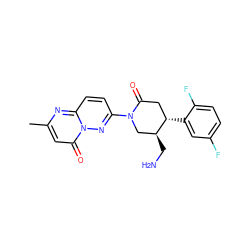 Cc1cc(=O)n2nc(N3C[C@H](CN)[C@@H](c4cc(F)ccc4F)CC3=O)ccc2n1 ZINC000169312414