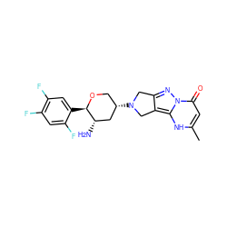 Cc1cc(=O)n2nc3c(c2[nH]1)CN([C@H]1CO[C@H](c2cc(F)c(F)cc2F)[C@@H](N)C1)C3 ZINC000653866799