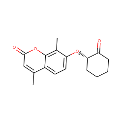 Cc1cc(=O)oc2c(C)c(O[C@H]3CCCCC3=O)ccc12 ZINC000000489287