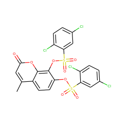 Cc1cc(=O)oc2c(OS(=O)(=O)c3cc(Cl)ccc3Cl)c(OS(=O)(=O)c3cc(Cl)ccc3Cl)ccc12 ZINC001772637122