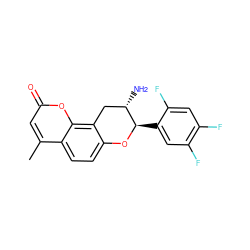 Cc1cc(=O)oc2c3c(ccc12)O[C@H](c1cc(F)c(F)cc1F)[C@@H](N)C3 ZINC001772588851