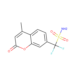 Cc1cc(=O)oc2cc(C(F)(F)S(N)(=O)=O)ccc12 ZINC000084611188