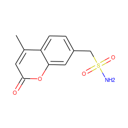 Cc1cc(=O)oc2cc(CS(N)(=O)=O)ccc12 ZINC000028530624