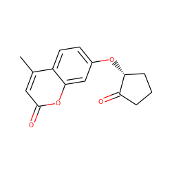 Cc1cc(=O)oc2cc(O[C@@H]3CCCC3=O)ccc12 ZINC000013681128