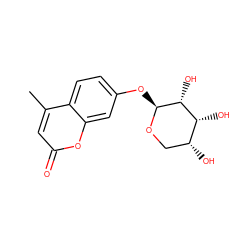 Cc1cc(=O)oc2cc(O[C@@H]3OC[C@@H](O)[C@@H](O)[C@H]3O)ccc12 ZINC000004556939