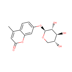 Cc1cc(=O)oc2cc(O[C@@H]3OC[C@@H](O)[C@H](O)[C@H]3O)ccc12 ZINC000004282267