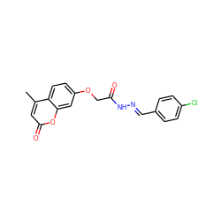 Cc1cc(=O)oc2cc(OCC(=O)N/N=C/c3ccc(Cl)cc3)ccc12 ZINC000006685582