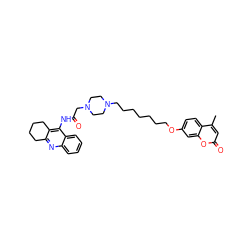 Cc1cc(=O)oc2cc(OCCCCCCCN3CCN(CC(=O)Nc4c5c(nc6ccccc46)CCCC5)CC3)ccc12 ZINC000299840515