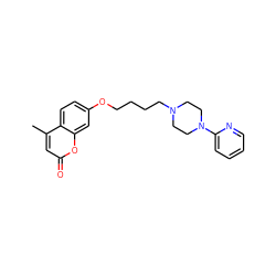 Cc1cc(=O)oc2cc(OCCCCN3CCN(c4ccccn4)CC3)ccc12 ZINC000096929493