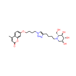 Cc1cc(=O)oc2cc(OCCCCn3cc(CCCCN4C[C@H](O)[C@@H](O)[C@H](O)[C@H]4CO)nn3)ccc12 ZINC001772657463