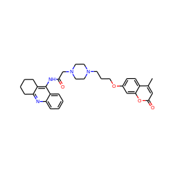 Cc1cc(=O)oc2cc(OCCCN3CCN(CC(=O)Nc4c5c(nc6ccccc46)CCCC5)CC3)ccc12 ZINC000096271835