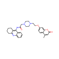 Cc1cc(=O)oc2cc(OCCN3CCN(CC(=O)Nc4c5c(nc6ccccc46)CCCC5)CC3)ccc12 ZINC000096271842