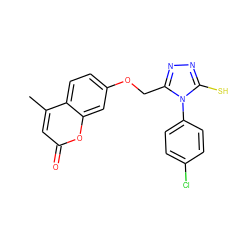 Cc1cc(=O)oc2cc(OCc3nnc(S)n3-c3ccc(Cl)cc3)ccc12 ZINC000034104585