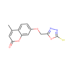 Cc1cc(=O)oc2cc(OCc3nnc(S)o3)ccc12 ZINC000034125954