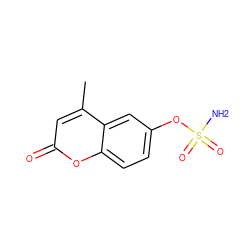 Cc1cc(=O)oc2ccc(OS(N)(=O)=O)cc12 ZINC000013555294