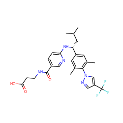 Cc1cc([C@@H](CC(C)C)Nc2ccc(C(=O)NCCC(=O)O)cn2)cc(C)c1-n1cc(C(F)(F)F)cn1 ZINC000096170572