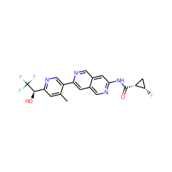 Cc1cc([C@@H](O)C(F)(F)F)ncc1-c1cc2cnc(NC(=O)[C@@H]3C[C@@H]3F)cc2cn1 ZINC000144310872