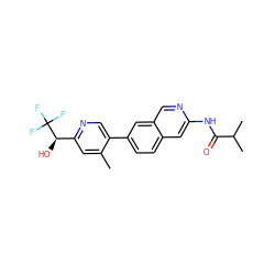 Cc1cc([C@@H](O)C(F)(F)F)ncc1-c1ccc2cc(NC(=O)C(C)C)ncc2c1 ZINC000144338500