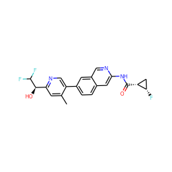 Cc1cc([C@@H](O)C(F)F)ncc1-c1ccc2cc(NC(=O)[C@@H]3C[C@@H]3F)ncc2c1 ZINC000144355828