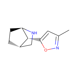 Cc1cc([C@@H]2[C@H]3CC[C@H]2NC3)on1 ZINC000261126345