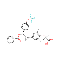 Cc1cc([C@@H]2C[C@@H]2[C@H](OC(=O)c2ccccc2)c2ccc(OC(F)(F)F)cc2)cc(C)c1OC(C)(C)C(=O)O ZINC000103229934