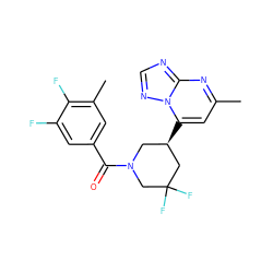 Cc1cc([C@@H]2CN(C(=O)c3cc(C)c(F)c(F)c3)CC(F)(F)C2)n2ncnc2n1 ZINC001772625283