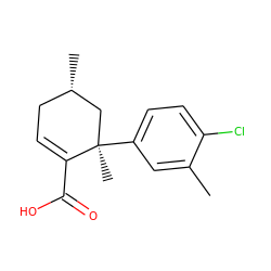 Cc1cc([C@]2(C)C[C@@H](C)CC=C2C(=O)O)ccc1Cl ZINC000653707136