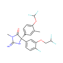 Cc1cc([C@]2(c3ccc(F)c(OCC(F)F)c3)NC(=N)N(C)C2=O)ccc1OC(F)F ZINC000043204080