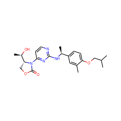 Cc1cc([C@H](C)Nc2nccc(N3C(=O)OC[C@@H]3[C@@H](C)O)n2)ccc1OCC(C)C ZINC000221907067