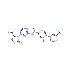 Cc1cc([C@H](C)Nc2nccc(N3C(=O)OC[C@@H]3[C@H](C)F)n2)ncc1-c1ccnc(C(F)(F)F)c1 ZINC000226123106