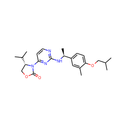 Cc1cc([C@H](C)Nc2nccc(N3C(=O)OC[C@@H]3C(C)C)n2)ccc1OCC(C)C ZINC000205150338