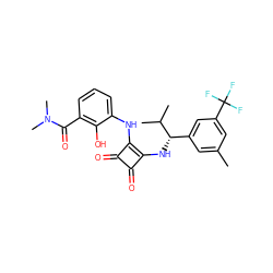 Cc1cc([C@H](Nc2c(Nc3cccc(C(=O)N(C)C)c3O)c(=O)c2=O)C(C)C)cc(C(F)(F)F)c1 ZINC000101162868