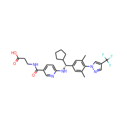 Cc1cc([C@H](Nc2ccc(C(=O)NCCC(=O)O)cn2)C2CCCC2)cc(C)c1-n1cc(C(F)(F)F)cn1 ZINC000096170574