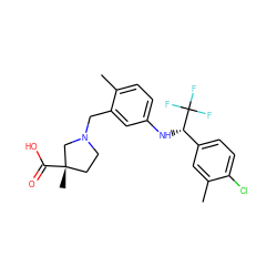 Cc1cc([C@H](Nc2ccc(C)c(CN3CC[C@](C)(C(=O)O)C3)c2)C(F)(F)F)ccc1Cl ZINC000118524358