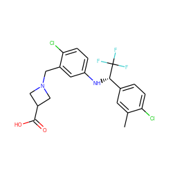 Cc1cc([C@H](Nc2ccc(Cl)c(CN3CC(C(=O)O)C3)c2)C(F)(F)F)ccc1Cl ZINC000169704077