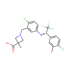 Cc1cc([C@H](Nc2ccc(Cl)c(CN3CC(C)(C(=O)O)C3)c2)C(F)(F)F)ccc1Cl ZINC000118397777