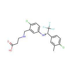 Cc1cc([C@H](Nc2ccc(Cl)c(CNCCC(=O)O)c2)C(F)(F)F)ccc1Cl ZINC000118522857