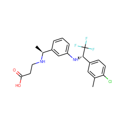 Cc1cc([C@H](Nc2cccc([C@H](C)NCCC(=O)O)c2)C(F)(F)F)ccc1Cl ZINC000118391240