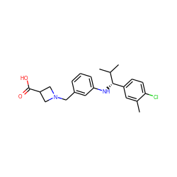 Cc1cc([C@H](Nc2cccc(CN3CC(C(=O)O)C3)c2)C(C)C)ccc1Cl ZINC000118390138