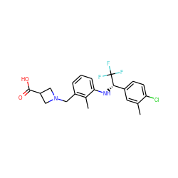 Cc1cc([C@H](Nc2cccc(CN3CC(C(=O)O)C3)c2C)C(F)(F)F)ccc1Cl ZINC000118388188