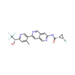 Cc1cc([C@H](O)C(F)(F)F)ncc1-c1cc2cnc(NC(=O)[C@@H]3C[C@@H]3F)cc2cn1 ZINC000144333013